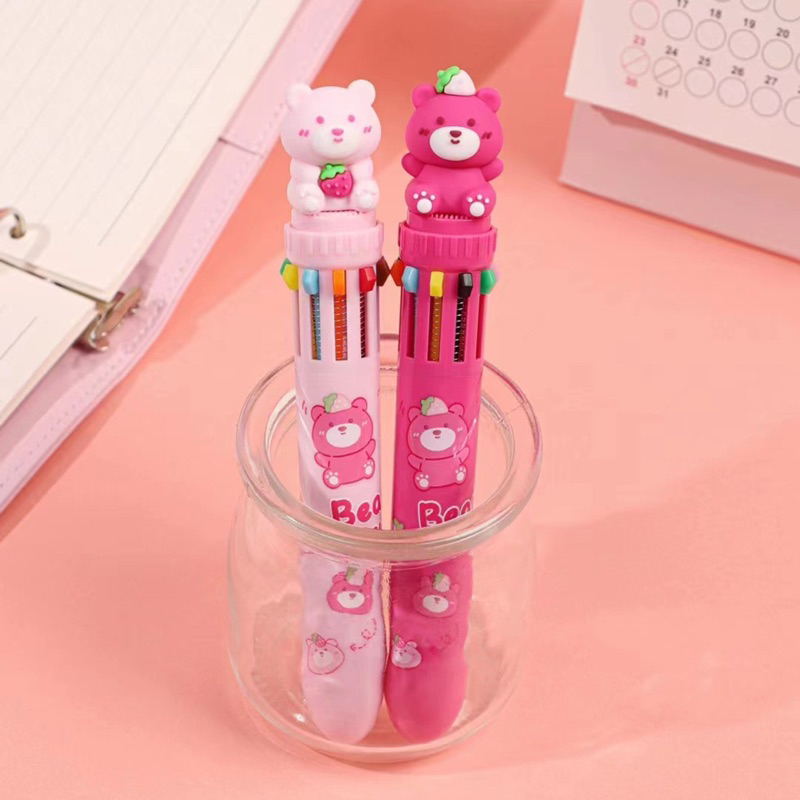 Bút Bấm 10 Màu Gấu Dâu/Lotso Xinh Xắn