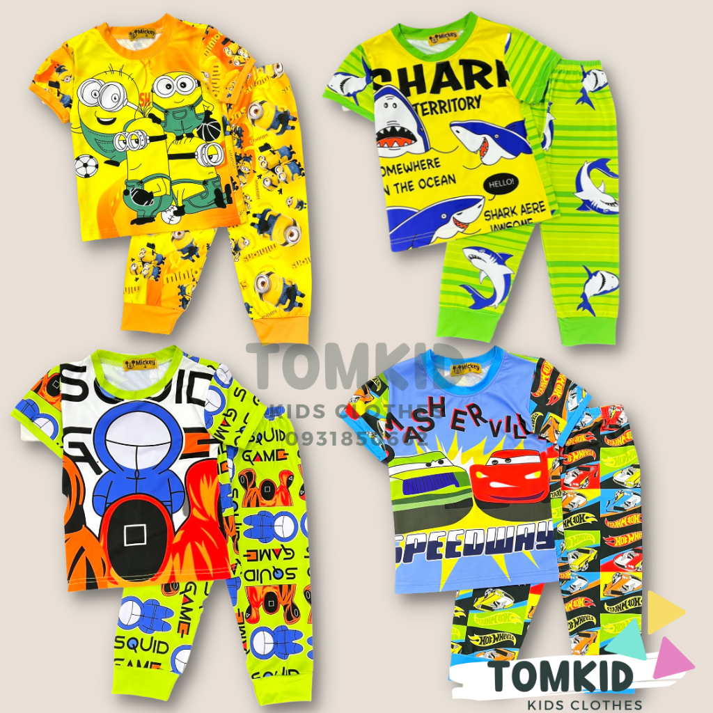 Bộ tay ngắn quần dài bé trai thun lạnh 3d hoạt hình 10-40Kg TomKids