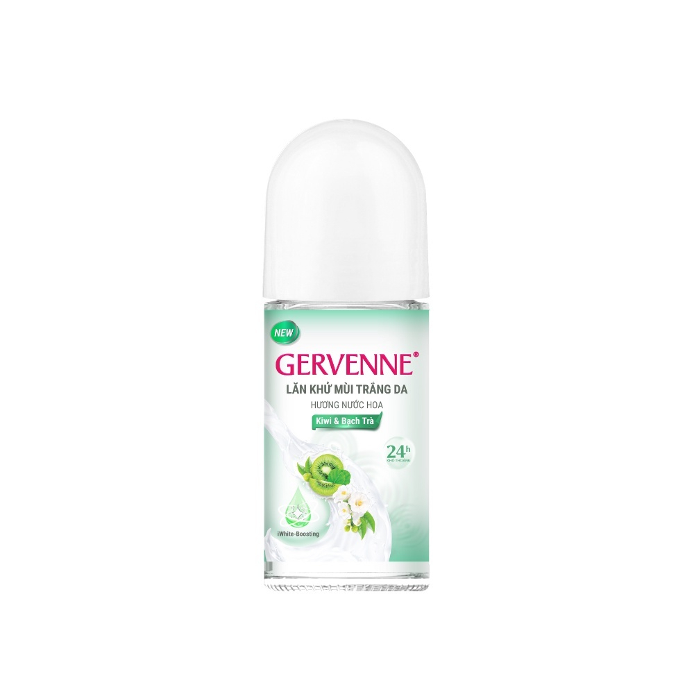 Lăn khử mùi trắng da Gervenne 50ml + Xà bông tắm Gervenne 90g hương Kiwi & Bạch Trà