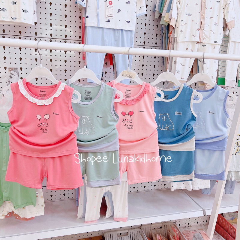 Bộ ba lỗ AVALER bé trai, bé gái vải sợi tre mềm mát (6-9M đến 3-4Y)