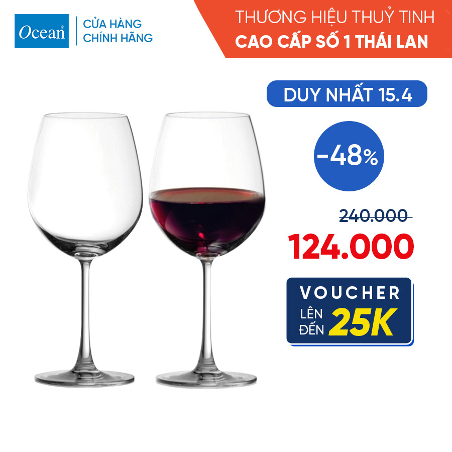 Bộ 2 Ly Thuỷ Tinh Vang Đỏ Ocean Madison Bordeaux 600ml