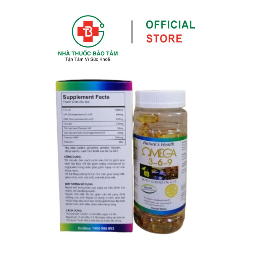 Viên uống sáng mắt, bổ não Omega 369 Ultra trắng xanh - Hộp 100 viên có thêm dầu hoa anh thảo, Vitamin E đẹp da