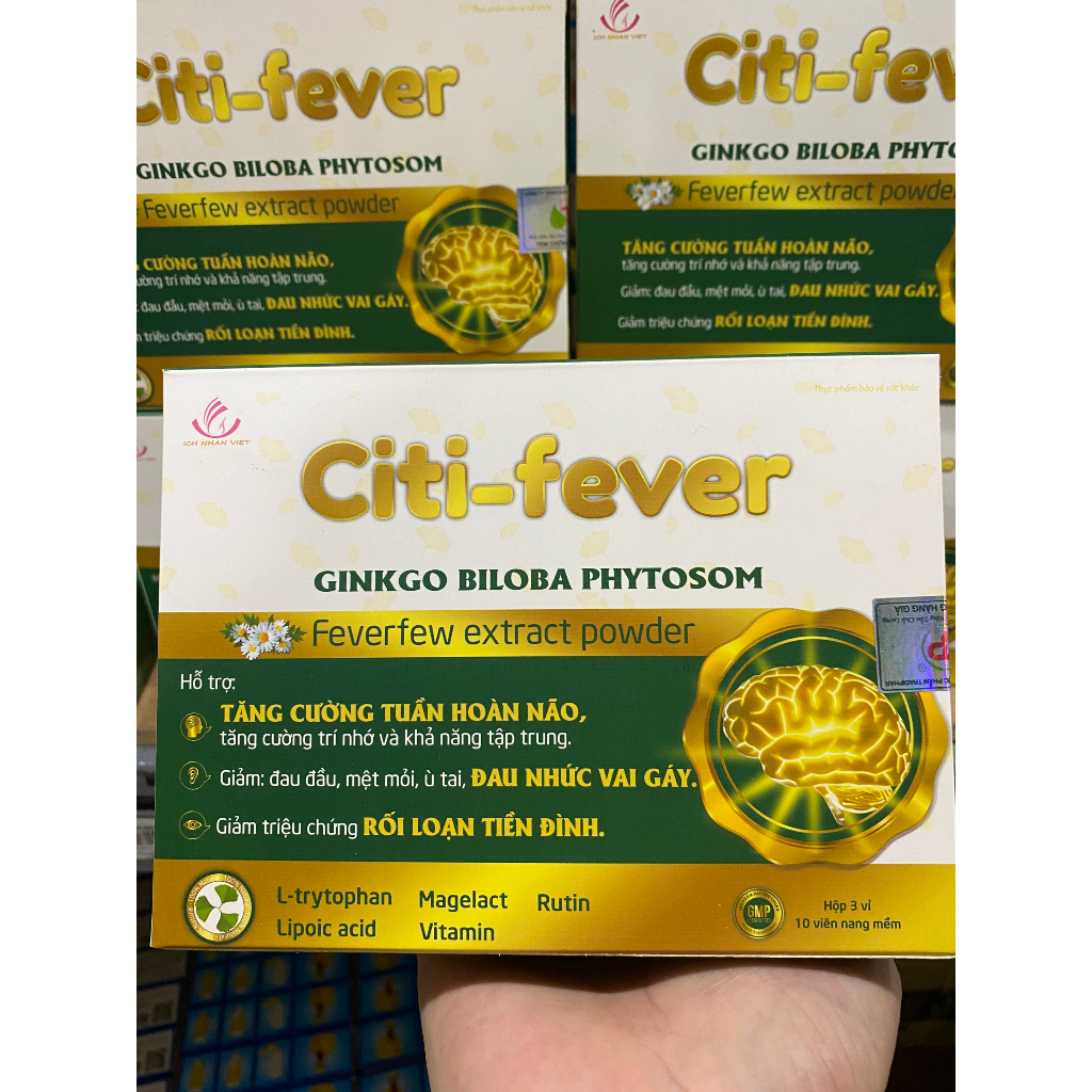 Citi - Fever Tăng cường tuần hoàn não, giảm đau nhức vai gáy, rối loạn tiền đình Hộp 30 viên