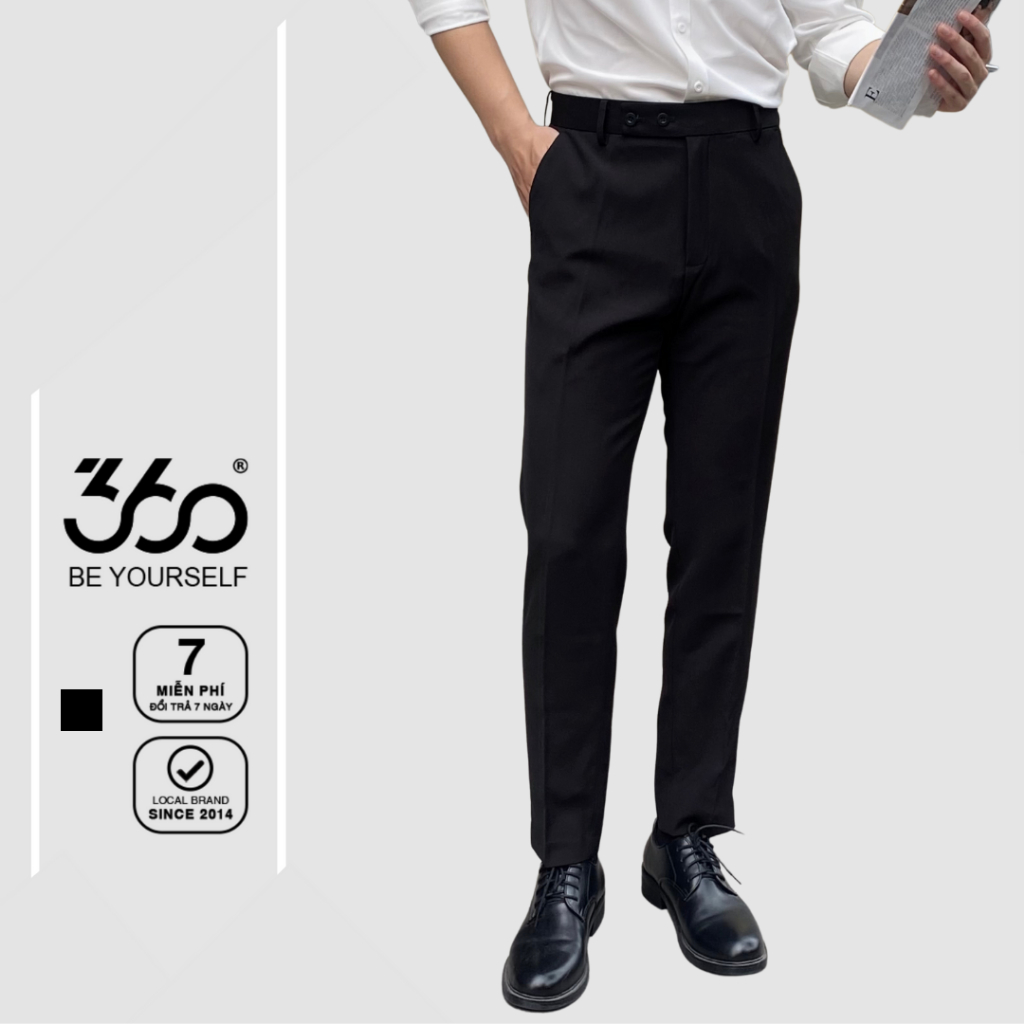 Quần âu cạp cao thiết kế vạt 2 cúc lệch trẻ trung 360Boutique chất liệu tuytsi cao cấp  - QASOL401