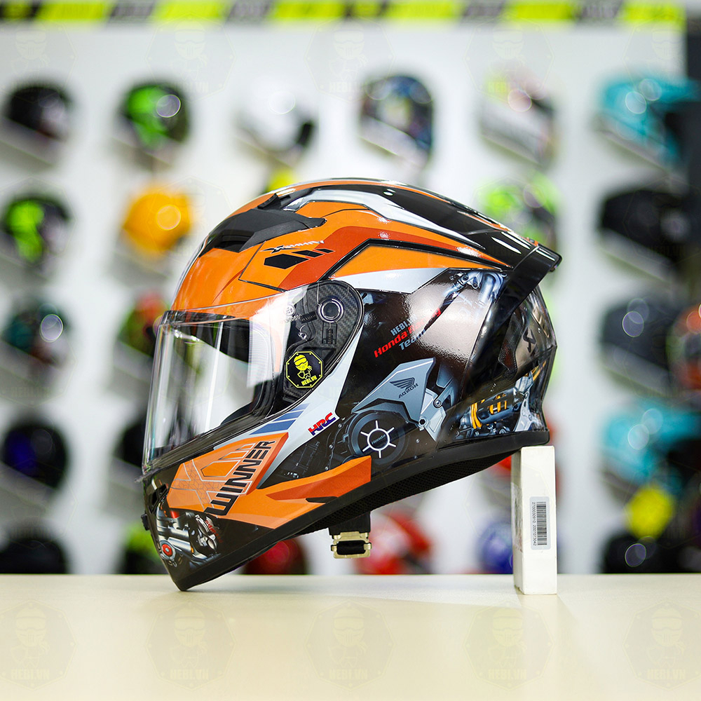 Mũ ROC 01 Đen Bóng + Dán Tem Honda Winner Cam