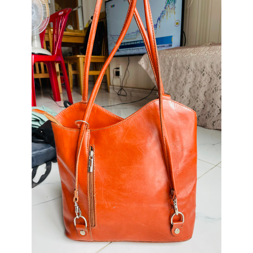 Lc33 Balo si đeo vai da mộc khâu tay của Ý