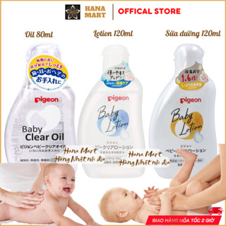 Dầu dưỡng da, Sữa, Baby Lotion dưỡng da Pigeon Baby Clear Oil Massage Body em bé 80ml Baby Clear 120ml nội địa Nhật Bản
