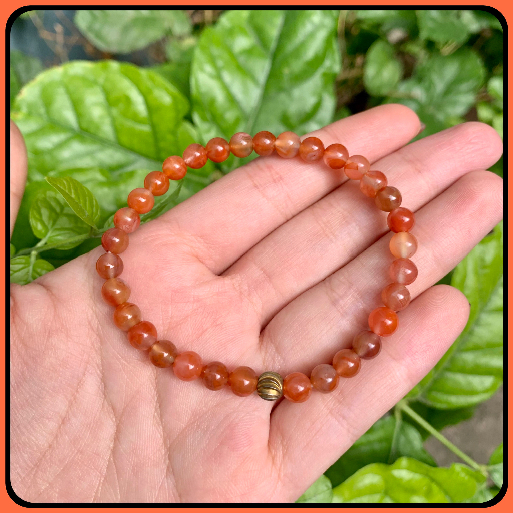 x Vòng tay đá Mã Não đỏ 6 ly mix charm Bi xi vàng thiên nhiên hàng thiết kế Tặng kèm hộp đựng VT040 - Hợp mệnh Hỏa, Thổ