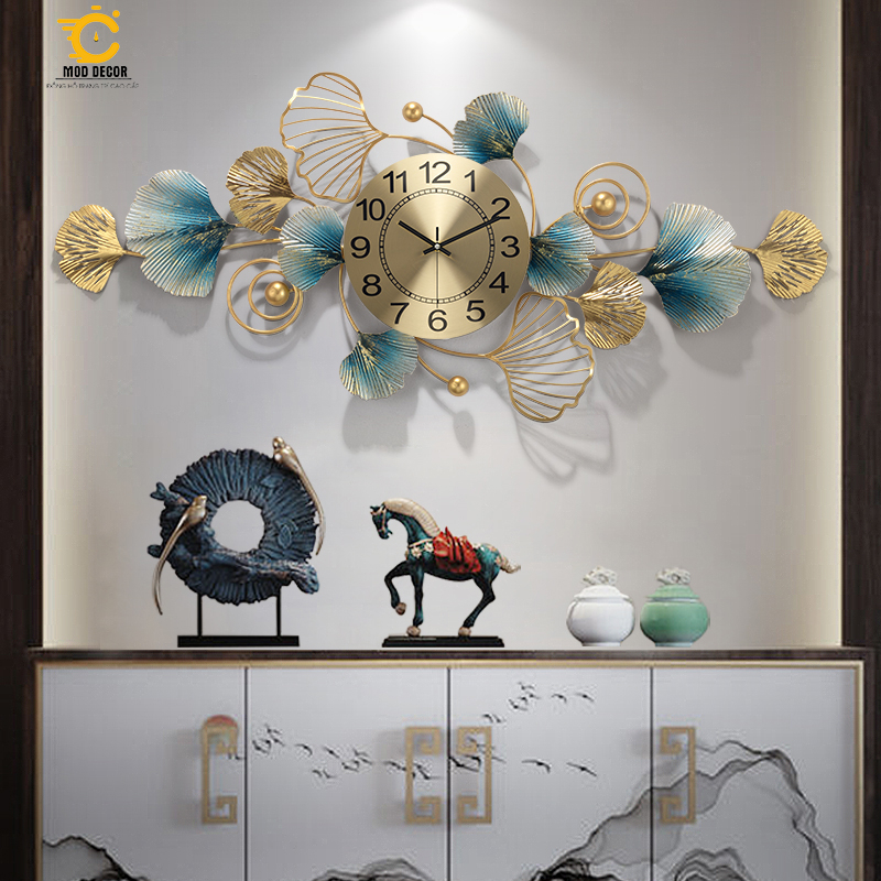 Đồng hồ treo tường trang trí hoa lá MOD Decor mã 133, phong cách Bắc Âu nghệ thuật Lianzhang JJT