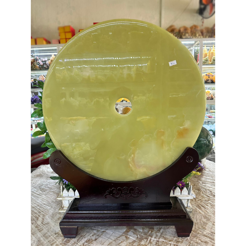 Đồng điếu, đồng tiền phong thủy đá ngọc Onyx - Đường kính 50 cm