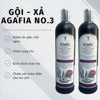 Dầu gội - Dầu xả giảm rụng tóc kích mọc tóc phục hồi tóc hư tổn mọc tóc nhanh mượt tóc Agafia No.3 KORENA COSMETIC
