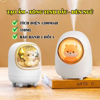Máy xông tinh dầu, tạo ẩm phun sương hình thú cưng cực đẹp tích hơp đèn ngủ
