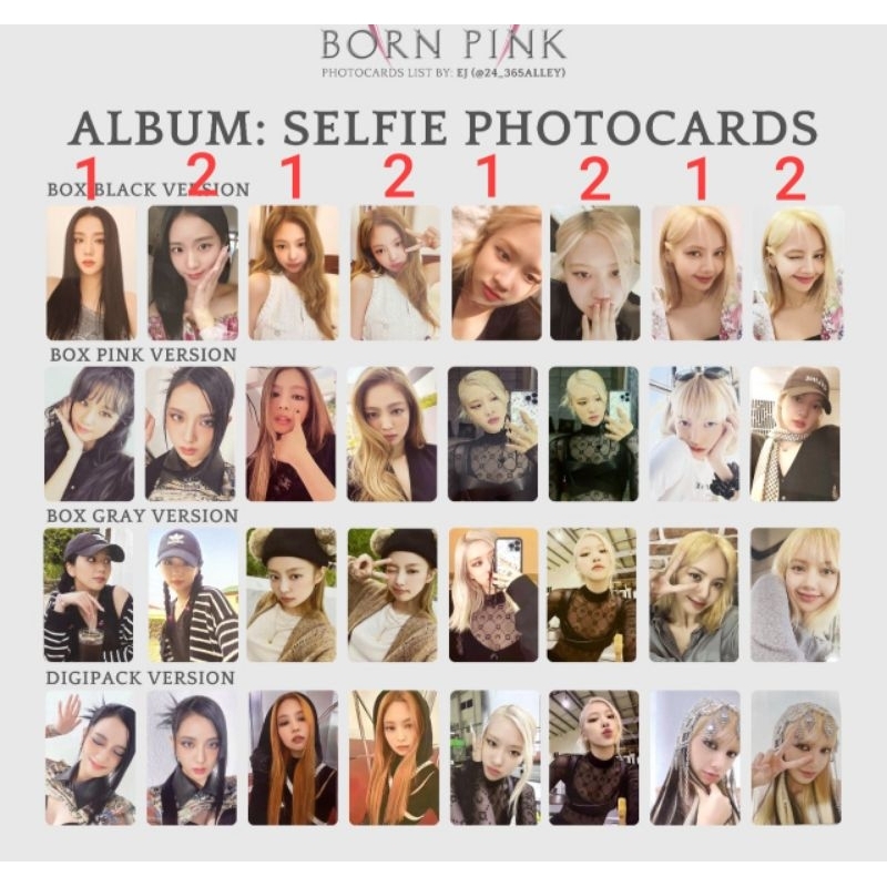 [CÓ SẴN - OFFICIAL] Blackpink - Photocard (Selfie) Album Born Pink