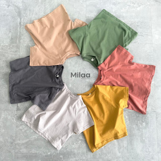 Áo thun trơn cotton cho bé trai bé gái 6 màu milaa kids at10