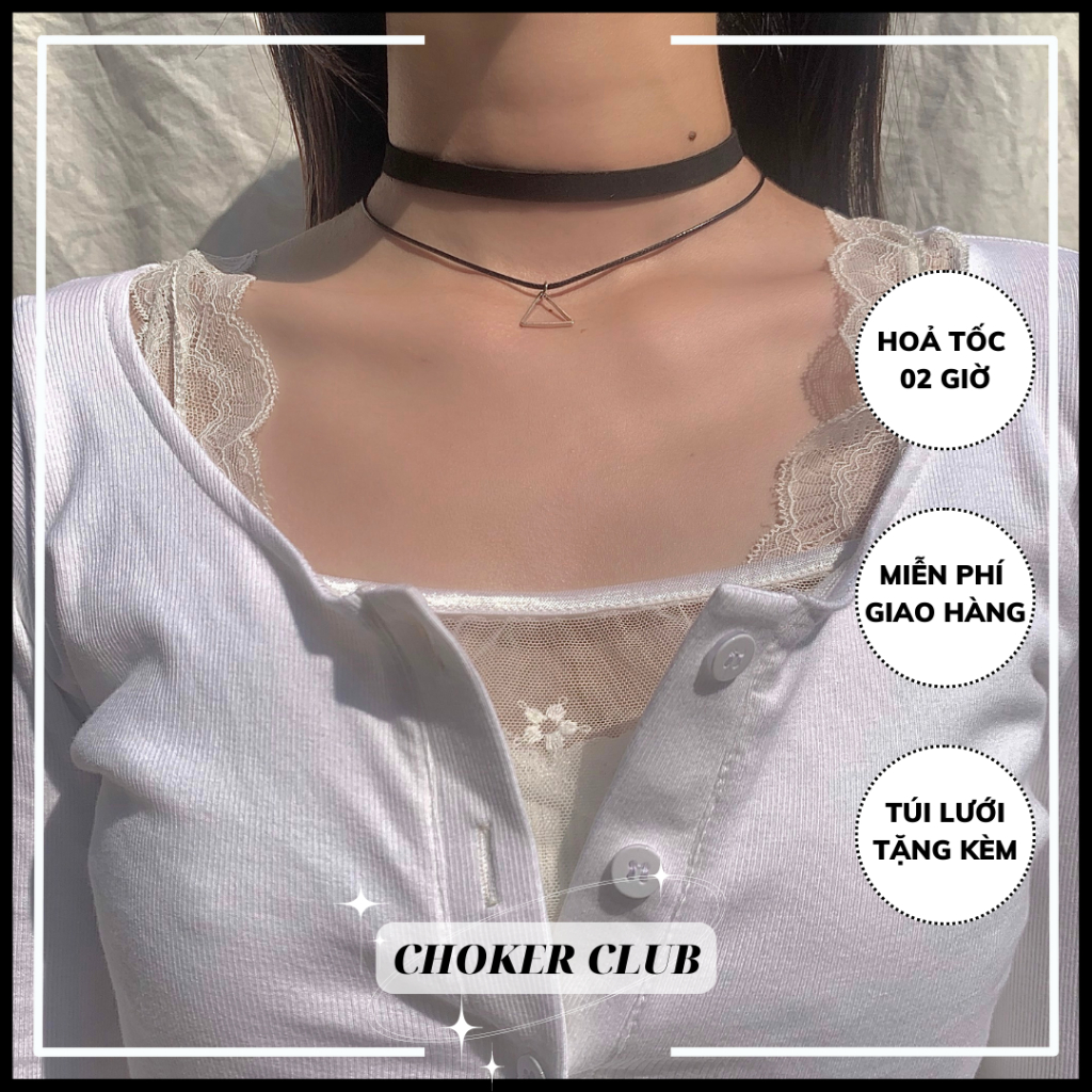 Vòng cổ choker mặt tam giác màu đen C08 Choker Club