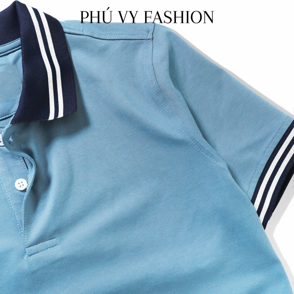 Áo polo nam basic tay ngắn vải cotton cá sấu với ba màu dễ phối đồ