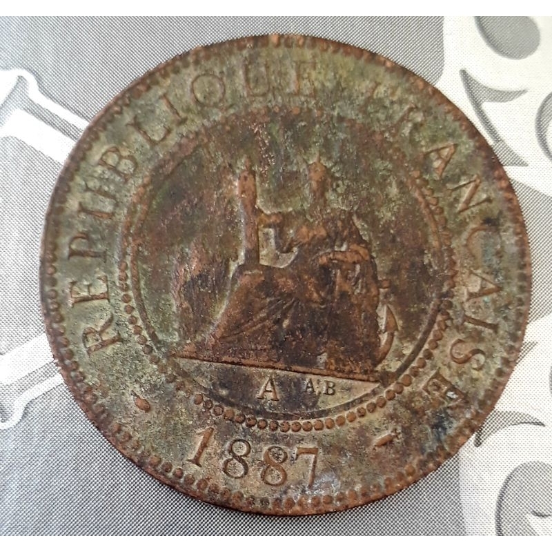 Đồng xu thẻ bài 1 cent Đông Dương năm 1887