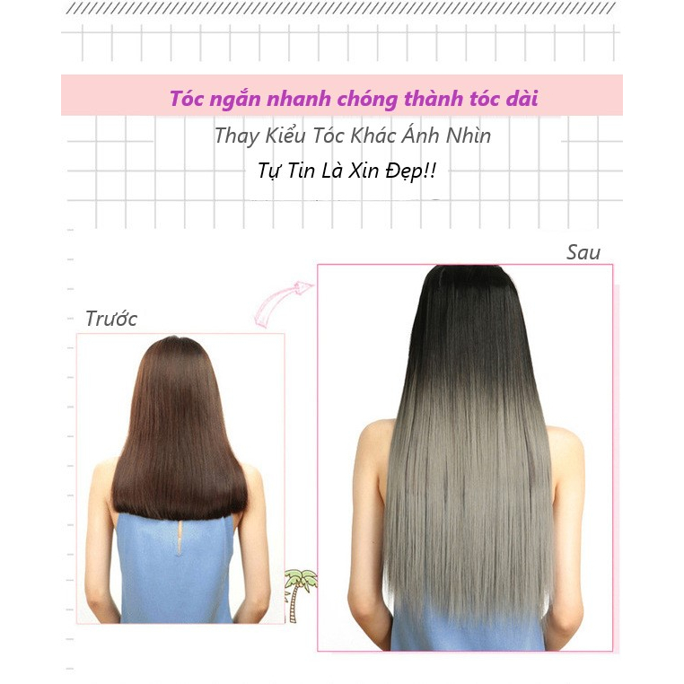 Tóc Giả Kẹp Xoăn Sóng Light Xám Khói, Tóc Kẹp Dải U Xoăn Nửa Đầu Cho Nữ Thời Trang