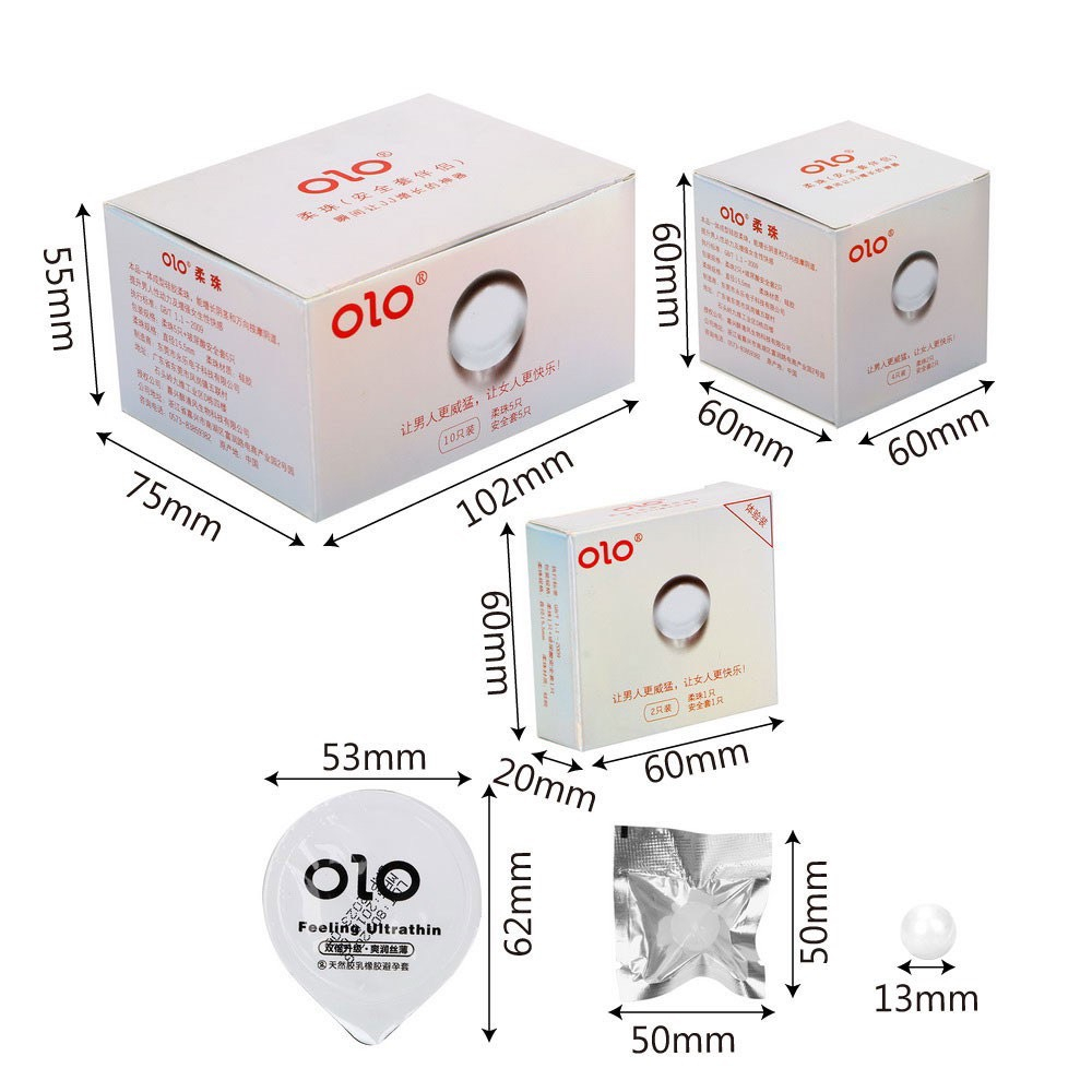 Bao Cao Su bi OLO Siêu Mỏng 001 Trắng Hạt Silicone - Kích Thích Điểm G - Hộp 1 Bao và 1 Bi - renlendi stpre