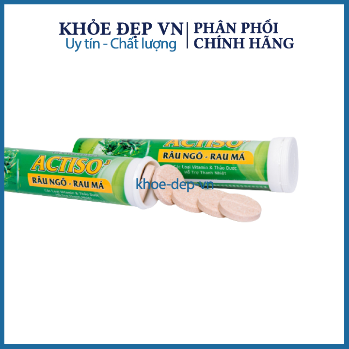 Combo 10 tuýp viên sủi Actiso Râu ngô Rau má mát gan bổ sung vitamin, thanh nhiệt cơ thể, giải độc gan.Tuýp 20 viên