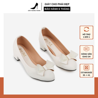 [CÓ SIZE LỚN 40,41] Giày Búp Bê Nữ Phối Nơ Xinh Xắn Gót Vuông 3cm Hoàng Thanh Mã G3