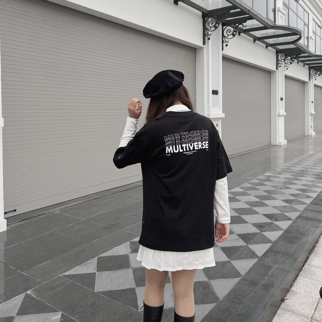 Áo Thun Local Brand Tay Lỡ Form Rộng Unisex NECCI MULTI Màu Đen Phông Basic Nam Nữ Cotton 100% Co Giãn Dày Dặn - MTD19