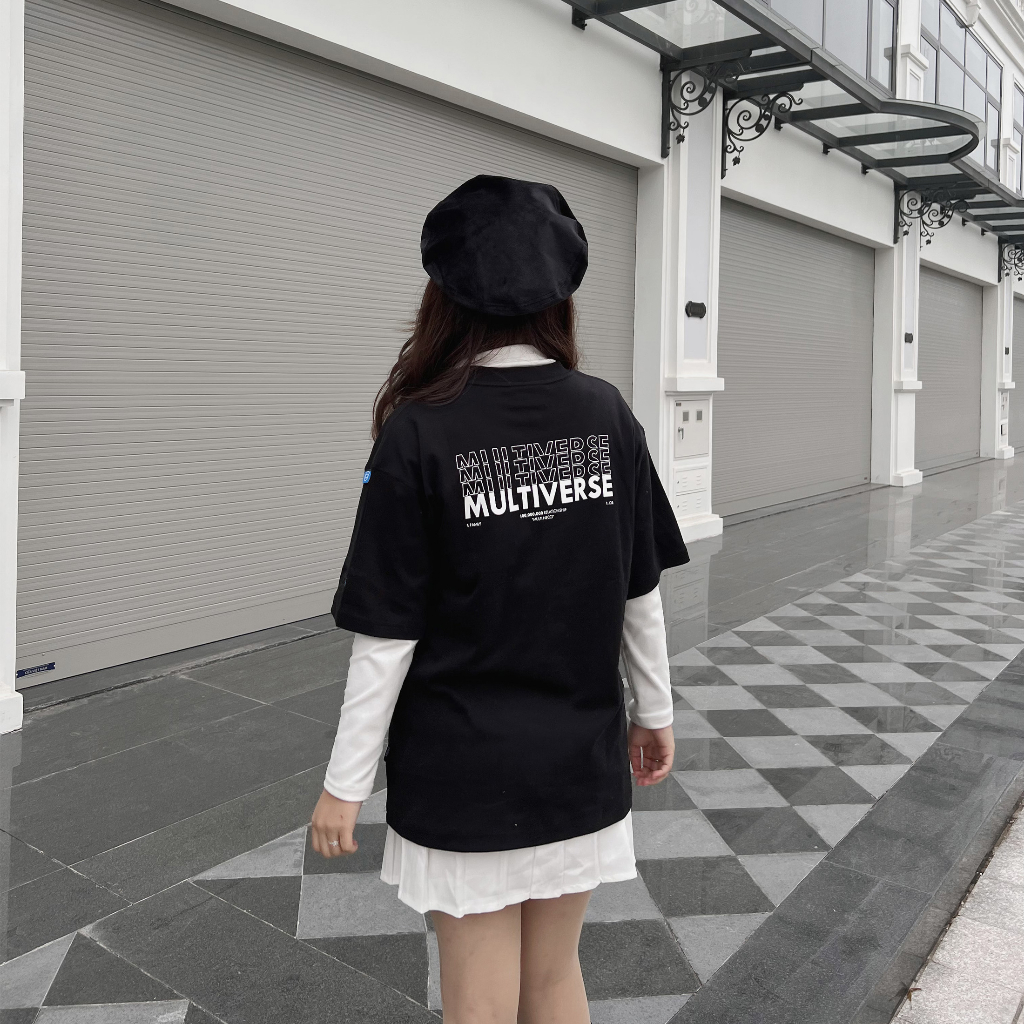 Áo Thun Local Brand Tay Lỡ Form Rộng Unisex NECCI MULTI Màu Đen Phông Basic Nam Nữ Cotton 100% Co Giãn Dày Dặn - MTD19