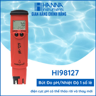 Bút Đo pH (0.1) & Nhiệt Độ Trực Tiếp Trong Nước Với Điện Cực pH Có Thể Tháo Rời & Thay Thế, HANNA HI98127
