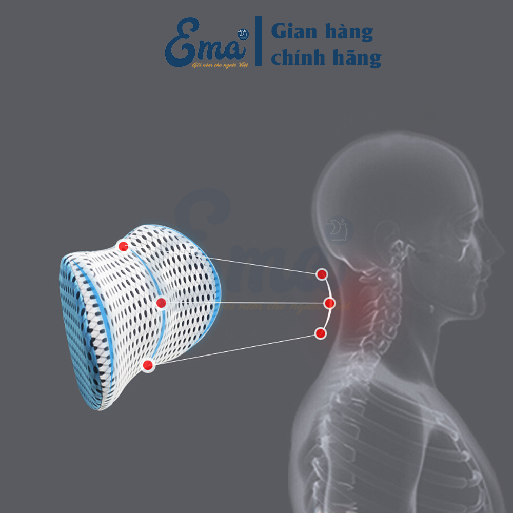 Gối kê lưng đa năng cao su non Ema hình nén bạc thiết kế ôm lưng giảm đau mỏi lưng cho bà bầu và người thoát vị đĩa đệm