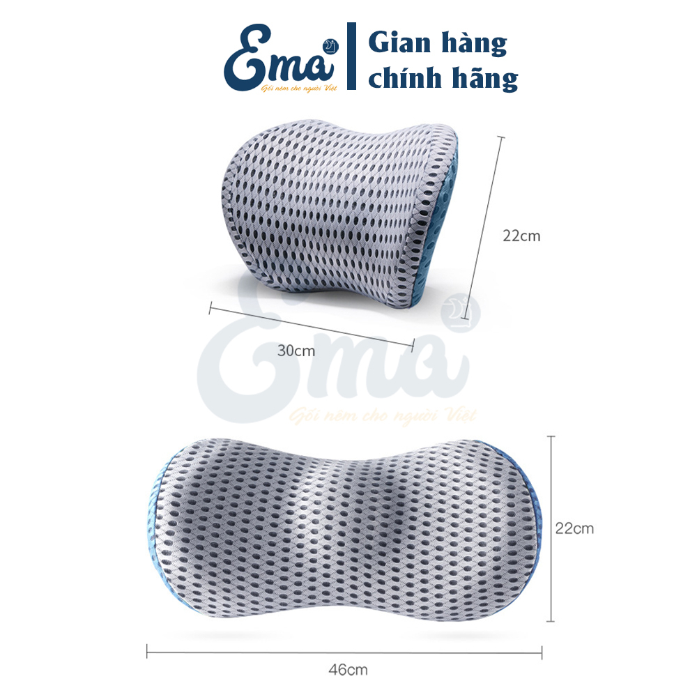 Gối kê lưng đa năng cao su non Ema hình nén bạc thiết kế ôm lưng giảm đau mỏi lưng cho bà bầu và người thoát vị đĩa đệm