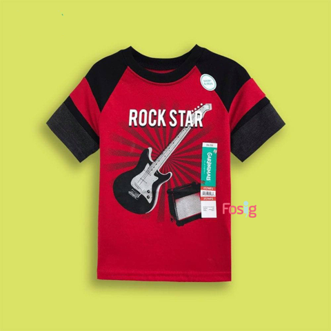 Áo Thun Tay Ngắn Bé Trai Gara - Đỏ Rock Star