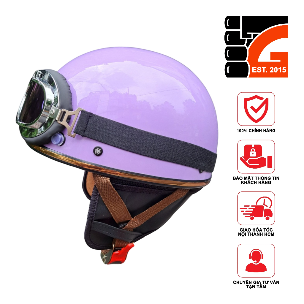 Mũ Bảo Hiểm Nữa Đầu Cho Xe Moto Napoli Haley N04 (Màu Tím Bóng) - Bảo Hành 12 Tháng