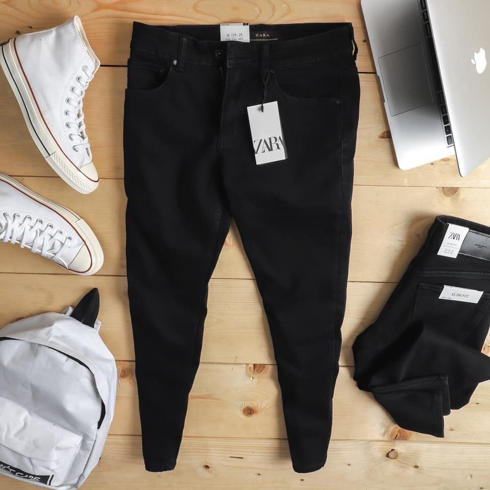 Quần Za.Ra Jeans đen nam thời trang FormFit chân dễ phối đồ, không phai màu và xù lông mặc thoải mái tại ĐTREND.SHOP ^^