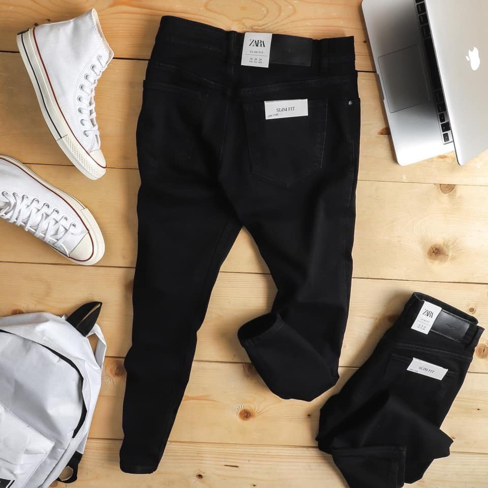 Quần Za.Ra Jeans đen nam thời trang FormFit chân dễ phối đồ, không phai màu và xù lông mặc thoải mái tại ĐTREND.SHOP ^^