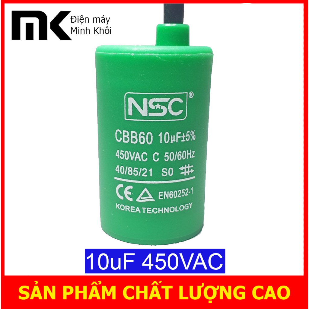 Tụ 10uf  nhựa NSC - Tụ cho các loại động cơ