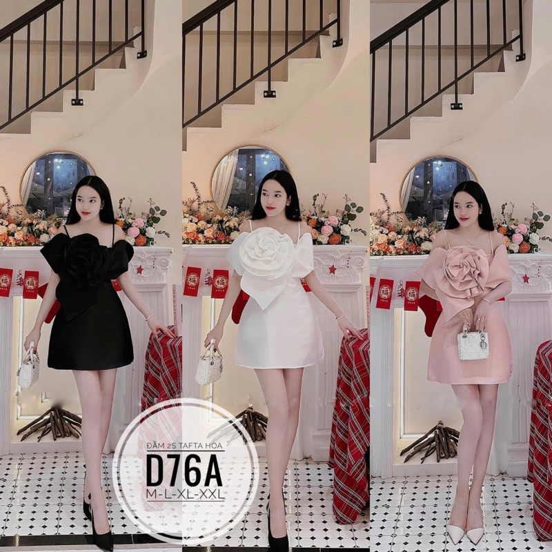 Đầm 2S tafta hoa D76A