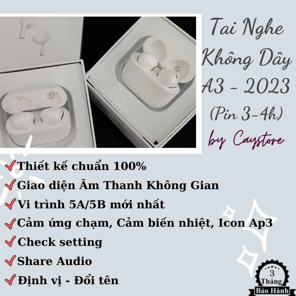 Tai Nghe 3 Cao Cấp Bluetooth PIN 3-4H Sử dụng Bản Cập Nhật Mới 2023