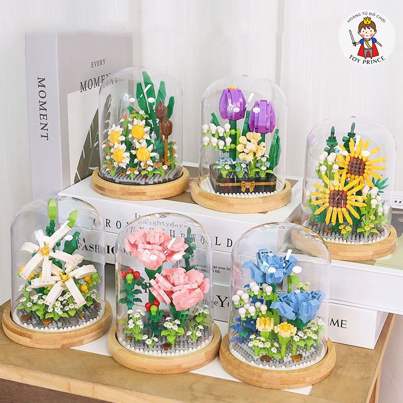 ĐỒ CHƠI LẮP RÁP PHÁT TRIỂN TRÍ TUỆ MÔ HÌNH CHẬU HOA LỒNG KÍNH 6 LOẠI HOA MÙA XUÂN DÀNH CHO TRẺ EM WISE HAWK