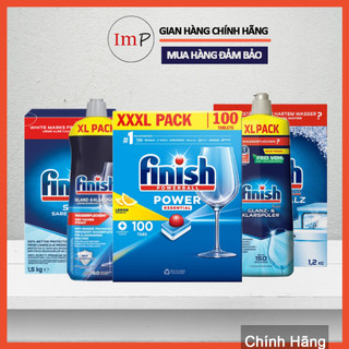 Combo Viên rửa bát Finish Hộp All in one -  Essential 6in1, Muối rửa bát Finish, Nước làm bóng Finish