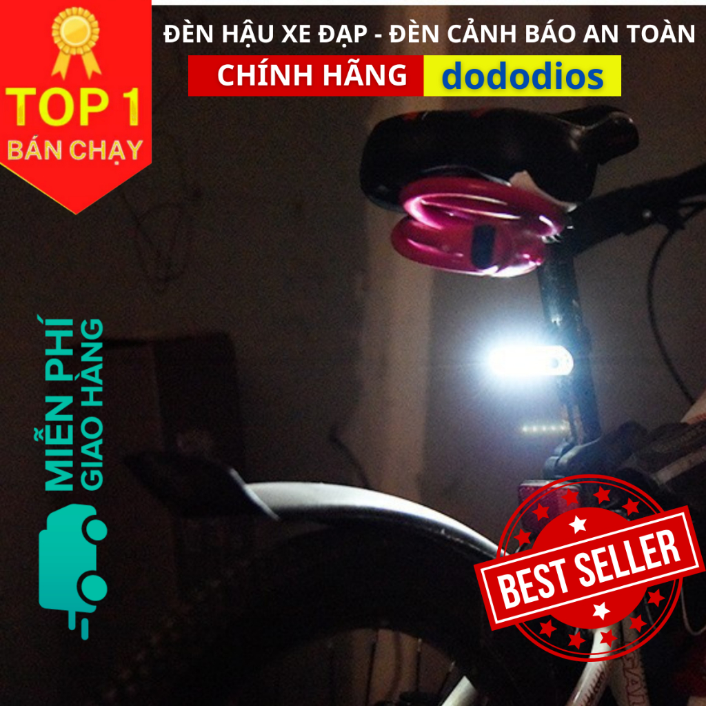 Đèn xe đạp hậu LED thể thao siêu sáng DH01 7 Chế độ sáng - Chính hãng dododios