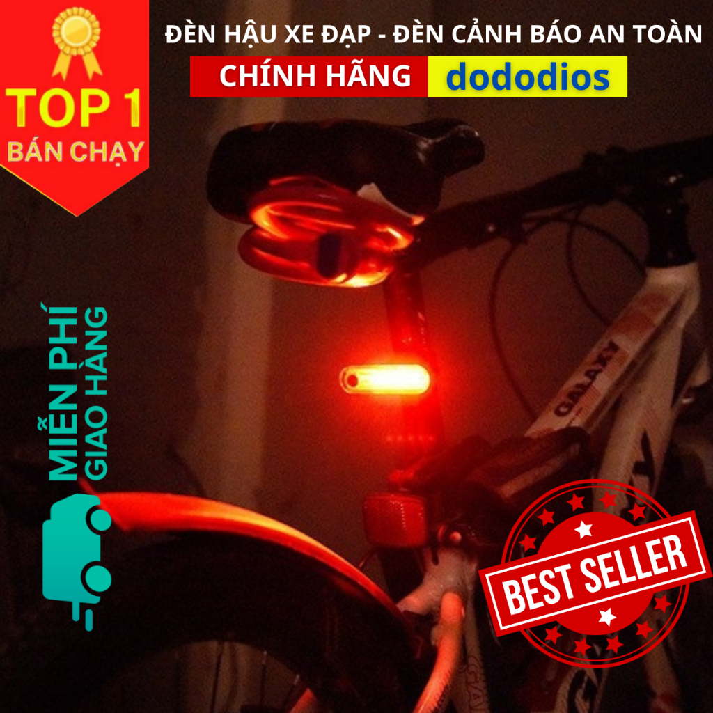 Đèn xe đạp hậu LED thể thao siêu sáng DH01 7 Chế độ sáng - Chính hãng dododios