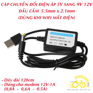 Dây cáp nguồn usb chuyển đổi 5v sang 9v 12v