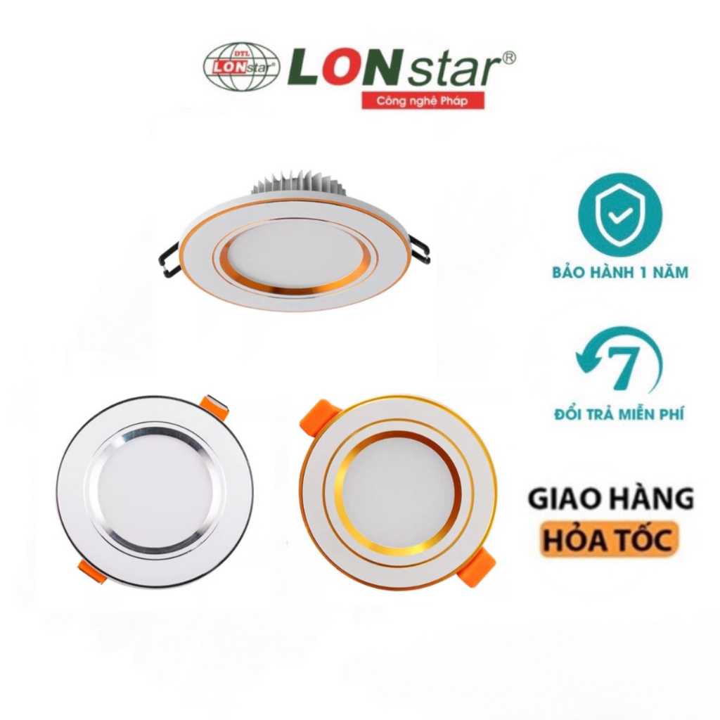 COMBO Đèn âm trần 7W viền vàng,viền bạc phi 90 3 chế độ màu trắng vàng trung tính siêu bền ánh sáng đẹp - có đủ nguồn