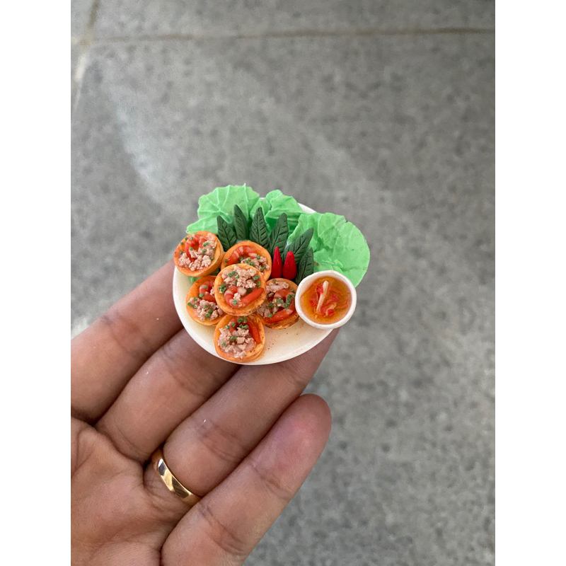 Hàng đặt trước thời gian chuẩn bị từ 2 đến 5 ngày mô hình dĩa bánh khọt mini bằng đất sét