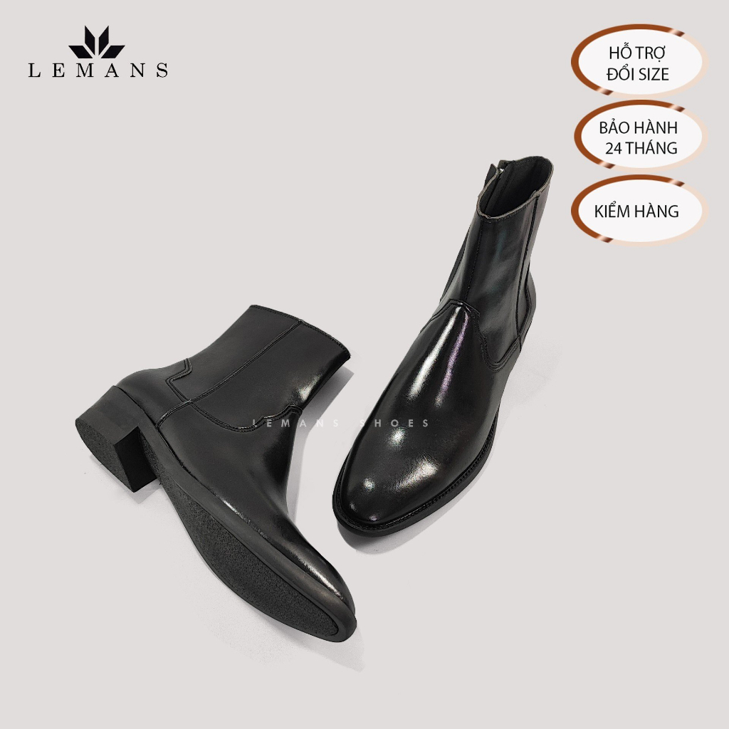 Giày da bò Zip (Harness) Boots LEMANS, TẶNG đai dai xích phối thành 3 đôi Harness