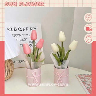 Lọ hoa tulip giả phong cách Hàn Quốc - Decor nhà cửa, góc học tập và làm quà tặng các dịp lễ, quà tặng valentine.