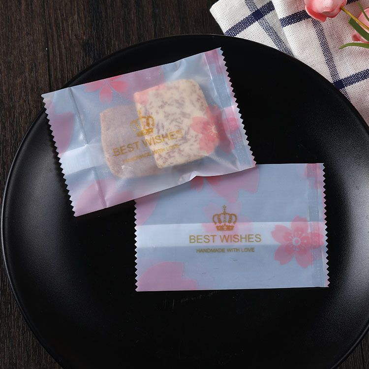 Túi đựng bánh kẹo, Hoa Đào Vương Miện Best WISHES, hàn nhiệt, 100c/1sp - VUA BAO BI