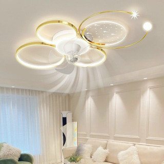  Đèn quạt ốp trần 360 độ hiện đại 6 cấp độ gió-3 chế độ sáng kèm điều khiển tiện lợi phù hợp lắp phòng khách-ngủ 