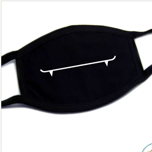 Khẩu Trang In hình Cotton Màu Đen Trơn Hoạ Tiết Hoạt Hình Cute