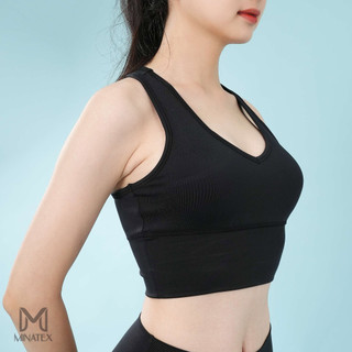 Minatex HN - Áo bra tập gym, áo bra thể thao nữ cổ tim bo siết eo vải dày dặn kèm mút ngực đường may xịn đẹp